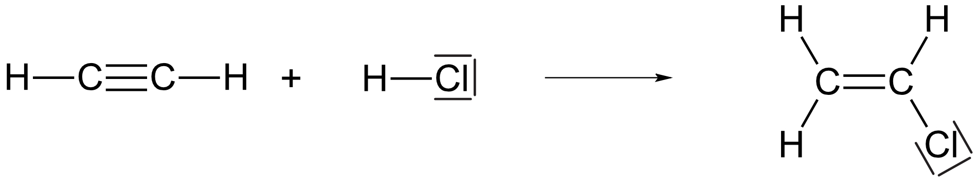 Addition von Chlorwasserstoff an Ethin